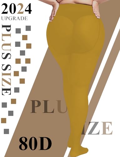 Image of Buauty Plus Size Tights for Women Ultra Soft Solid Color Semi-Opaque Pantyhose,