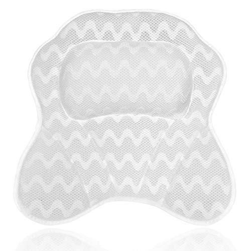 Bath Pillows for Tub-3D Mesh Spa Bathtub Pillow Cushion Rest with 6 Strong