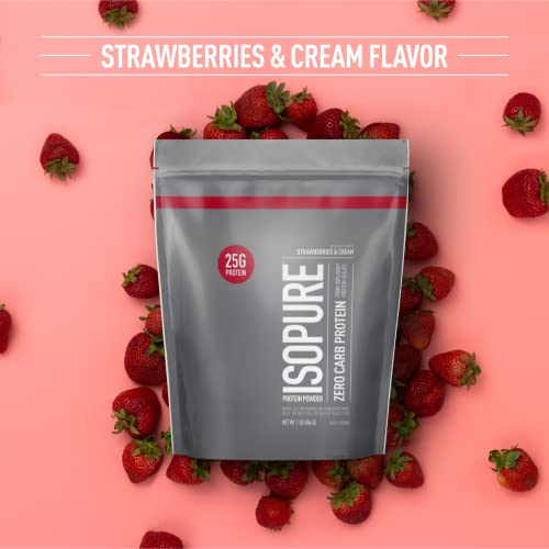 Isopure Protein Powder, Zero Carb Whey Isolate, Gluten Free, Lactose Free, 25G Protein, Keto Friendly, Strawberries & Cream, 15 Servings, 1 Pound (Packaging May Vary) #TOP1