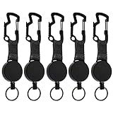 YeenGreen Retractable Schlüsselanhänger, 5 Stück Heavy-duty Ausziehbarer Schlüsselkette Schlüssel Stahldrahtseil Einziehbare Kartenhalter Schlüssel Stahldrahtseil Schlüsselband mit 60cm Stahlseil