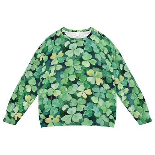 JUNZAN St.patrick Green Shamrocks Little Girls Pullover Hoodie Crewneck Sweatshirt With Hoodie Athletic 4T