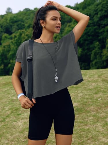 Image of SENSERISE Womens Open Back Workout Tops Backless Short Sleeve Athletic Shirt Running Crop Top Gym Yoga Tee