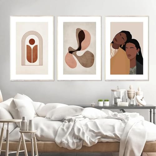 Toile d'art mural abstrait géométrique terre cuite affiche moderne grand format 60x80 cm salon