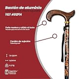 Regulowana wysokość (74-95 cm) Wysuwana aluminiowa laska z ciemnym drewnianym mankietem, antypoślizgowym tyłem i wykończeniem jesiennych liści, kij do podparcia i pomocy w chodzeniu. (402FH)