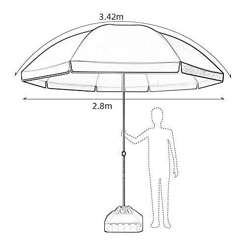 Parasol ogrodowy Duży parasol zewnętrzny, Parasol handlowy, Parasol ogrodowy, Parasol przeciwsłoneczny i przeciwdeszczowy Dwa w jednym, średnica 3,4 m Nadaje się na plażę, taras, dziedziniec