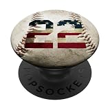 Baseball number 22 with American USA flag phone stand PopSockets PopGrip: Swappable Grip for Phones & Tablets PopSockets Adhesive PopGrip