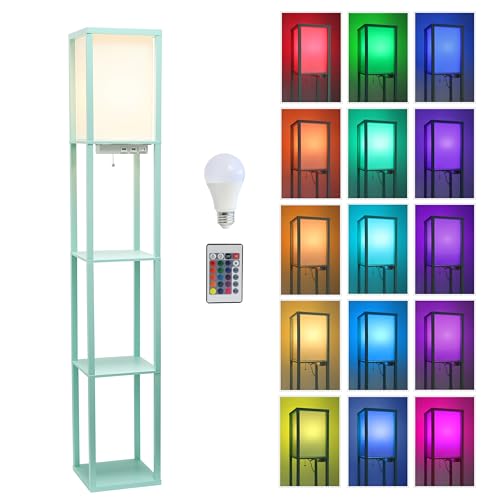 Lampadaire étagère USB avec ampoule LED connectée pour salon moderne