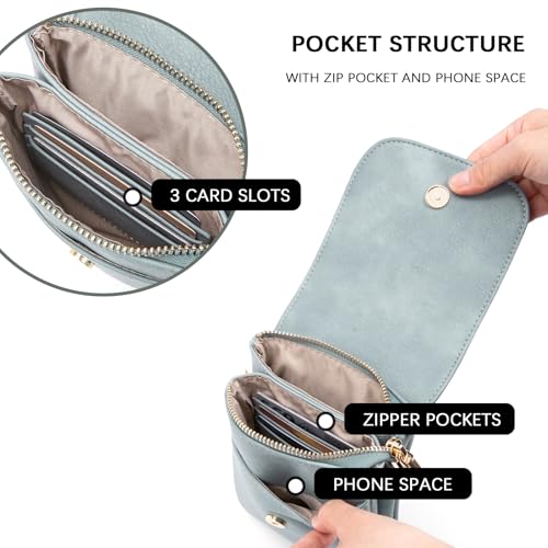 Image of BOSTANTEN Vegan Leather Small Crossbody Bags for Women Designer Cell Phone Bag Wallet Purses Adjustable Strap, Denim Blue, Small, Crossbody Bag