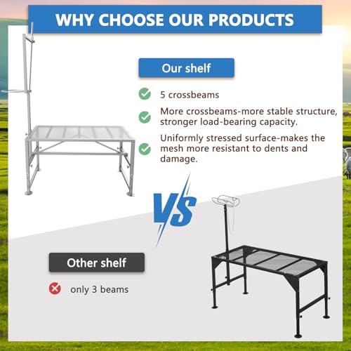 Lezbanz 600 LBs Goat Stand with Feed Bin, Goat Milking Livestock Stand for Sheep Trimming and Milking, for Hoof Trimming, with Feeder, Adjustable Size, Iron Silver - Thumbnail 3