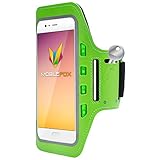 MOBILEFOX Handytasche Sport Armband mit LED-Licht & Schlüsselfach Sweatproof für 6,0 Zoll Huawei P9 Lite Grün - Joggen Schutzhülle Smartphone Halter