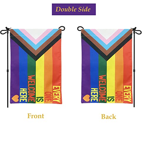 Homissor Pride Garden Flag Every One Is Welcome Here 12X18 Double Side Progress Lgbt Rainbow Gay Lesbian Transgender Bisexual Banner Vibrant Color Fade Resistant For Indoor Outdoor #TOP1