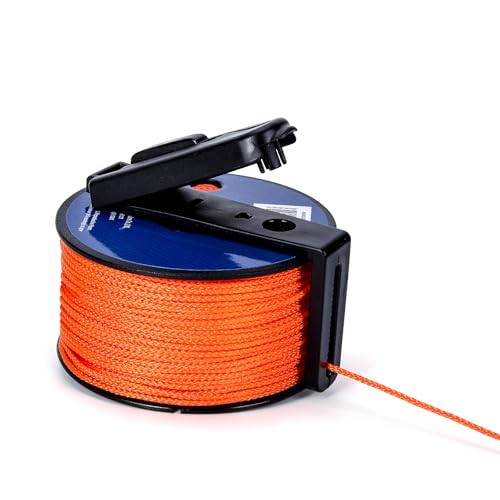 HONGDA Mason Line String Line, 328 Feet #18 Braided Nylon Twine String, Nylon Twine for Plants, Reloadable Line Reel Perfect for Masonry Jobs and Gardening, Fluorescent Orange