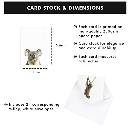 Milk+Honeys 24 Blank Cards With Envelops - All Occasion Animal Notecards #TOP2