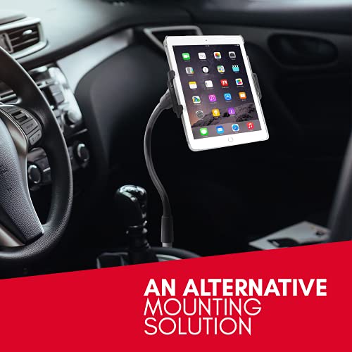 Macally Car Seat Rail Mount - Super Secure Tablet and Phone Holder for Car, Truck, and Any Vehicle - Adjustable Gooseneck iPad Mount - Works With All iPad, iPhone, Tablets
