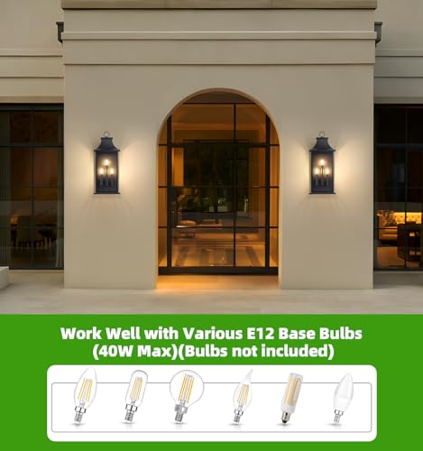 Image of 28'' Extra Large Dusk to Dawn Outdoor Lights, Black Exterior Wall Sconce