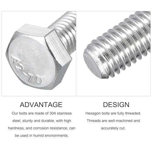 Image of METALLIXITY Hex Bolts (M8-1.25x150mm) 4Pcs, 304 Stainless Steel Coarse Fully Threaded Hex Head Screw Bolt Machine Screws - for Furniture Repair, Silver