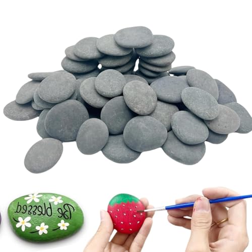 GXGM 40 piedras de playa para pintar, piedras planas de río de 1 a 3 cm, piedras de mármol y grava natural para manualidades, artes y decoración de jardín, lisas y planas
