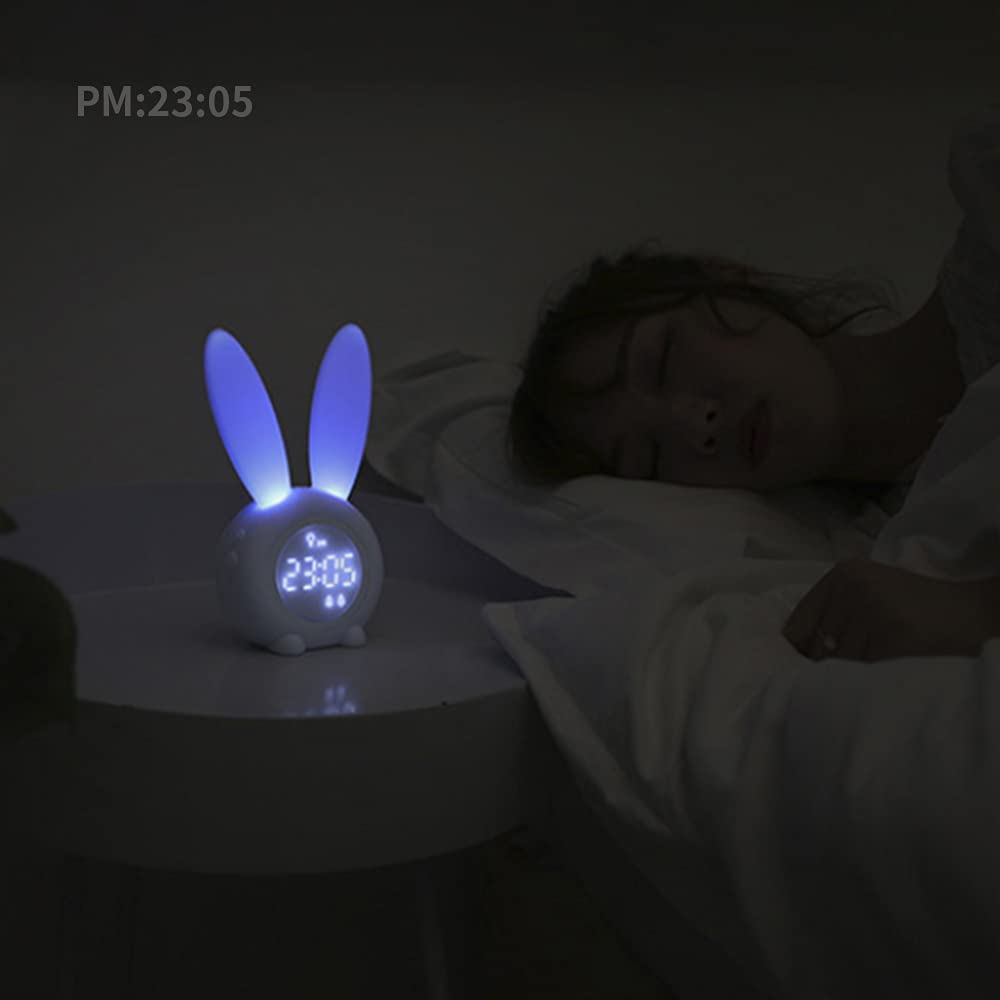 Cute Rabbit Despertador de Alarma para niños Creatividad LED Reloj de Almuerzo Estudiante de Reloj Electrónico Reloj de relojero pequeño Reloj de Escritorio 17.5 * 9.4 * 7.2 cm,C