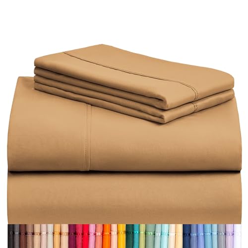 Image of LuxClub Twin Sheets - Soft Bed Sheets for Kids, 4 PC Deep Pockets 18 inch Eco Friendly Wrinkle Free Fitted Sheets Machine Washable Hotel Bedding Silky Soft Medallion Gold