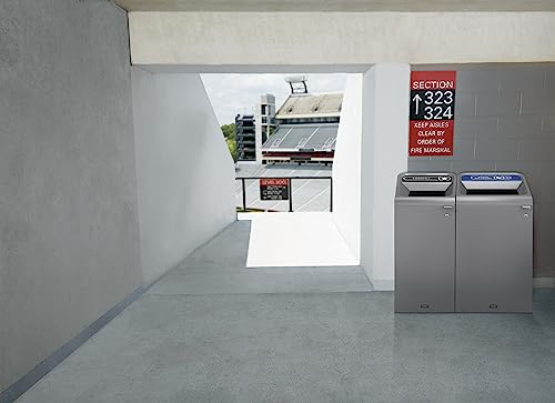 Image of Rubbermaid Commercial Products Configure 1 Stream Paper Trash Can, 33 Gal, Grey Stenni, Indoor for Stadiums /Food Courts /Airports
