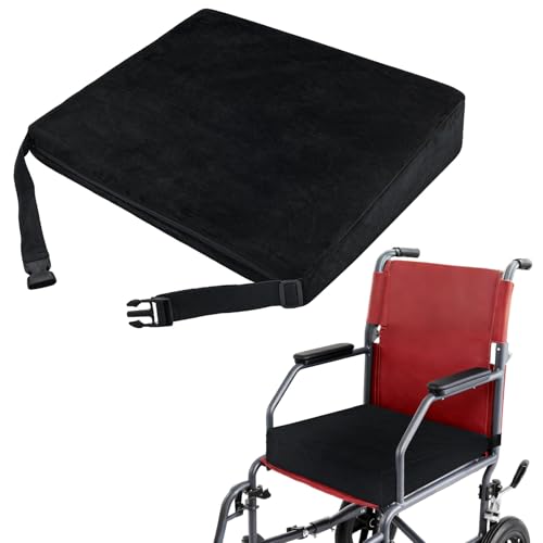 JZHLLA Wedge Wheelchair Seat Cushion Velvet and High Density Foam Wheelchair Cushions with Adjustable Elastic Strap 16 * 18 * 2-4 Inch Chair Support for Wheelchair Office Car