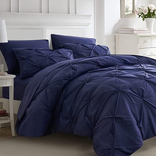 Ubauba Bed Comforter Queen Set-7 Piece Navy Blue Bedding Sets with Comforters, Sheets, Pillowcases & Shams,Bedding Sets,Bed in a Bag，(Navy,Queen)