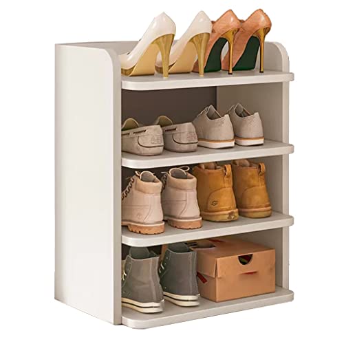 Meuble étagère à chaussures en bois blanc 4 niveaux pour rangement de baskets