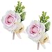 Lot de 2 boutons roses pour homme avec épingles, boutons de poignet en forme de rose, boutons de poignet, corsage, bracelet de demoiselle d'honneur, mariage ivoire (2 corsages roses)