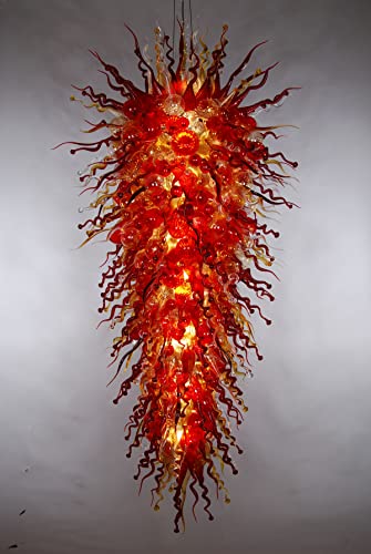 YIHANTLZ Hand-Blown Art Glass Chandelier - Unique Statement Lighting Fixture