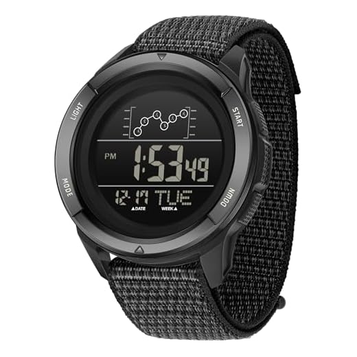 findtime Relógio digital masculino tático à prova d'água com alarme de LED miliar para homens, calendário, casual, pulseira de nylon, cronômetro esportivo, contagem regressiva, Preto, Casual