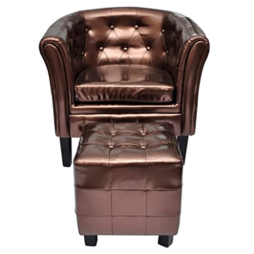 Sillón Plegable con Reposapiés Marrón