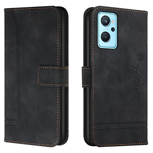 Lihondar Funda para OPPO Realme 9i/OPPO A76/A96/ A36, PU Cuero Billetera Tapa Flip Protectora Carcasa Libro Case Magnético con Tapa y Ranura para Tarjetas para OPPO Realme 9i/OPPO A76/A96/ A36 (Negro) Cover