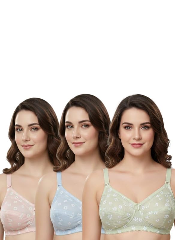 boleem Pack of 3 Women Full Coverage Non Padded Bra-picture-44