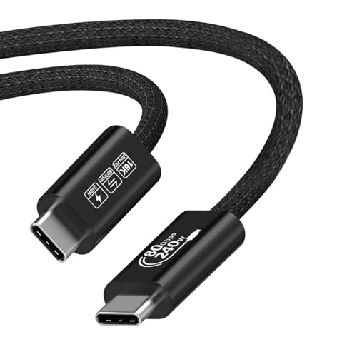 Thunderbolt 5 Cable,80Gbps Data Transfer,up to 120Gbps Bandwidth Boost,240W Fast Charging,16K/8K 60Hz Display,Compatible with Thunderbolt 4,USB4,Apple Mac,iPhone (0.5M)