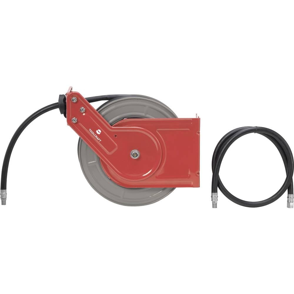 TOOLCRAFT Enrouleur de tuyau à air comprimé 10 m 20 bar Fixation murale Fixation au plafond