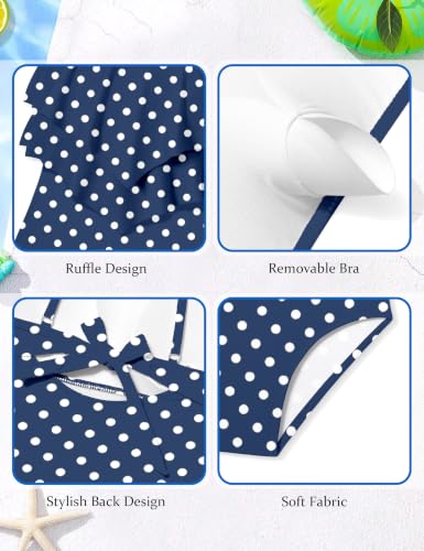 Image of Girls Swimsuit Color Block One Piece Swimsuit 2-Tiered Ruffle Bathing Suit Adjustable Strap Girls' Swimwear 7-16Y