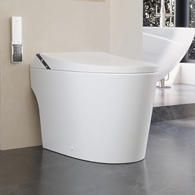 DeerValley Smart Bidet Toilet with Powerful Flush, Modern Tankless Smart Toilet with Bidet, Foot Sensor, ADA Chair Height and Cleaning Foam Dispenser, Dryer, Heated Seat & Night Light, LED Display