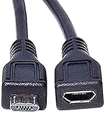 Carcasa moldeada Premium Cord - Cable alargador (Micro USB 2.0, Macho a Hembra, 5 m), Color Negro