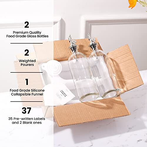 Molimoli Oil And Vinegar Dispenser With Metal Pour Spout, Weighted Pourer, Glass Bottle Dispenser For Kitchen, Olive Oil Cruet, Glass Olive Oil Bottle | 500Ml, Set Of 2 #TOP3