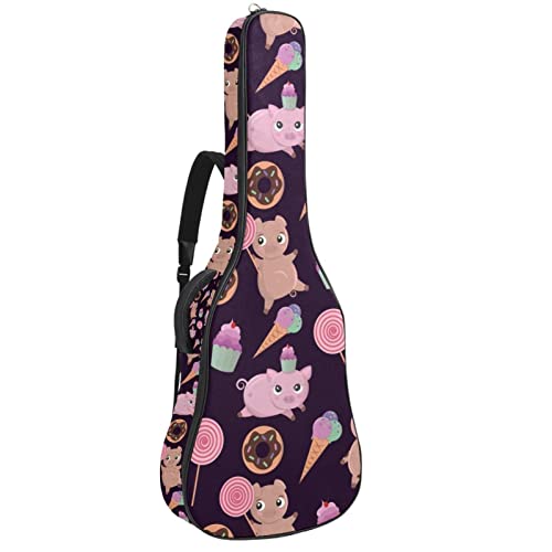 Sac à dos guitare acoustique imperméable à motif lapins et chatons avec organiseur intégré