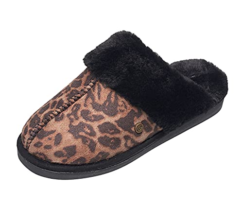 Nine West Scuff Slippers For Women, Extra Soft & Comfortable Winter House Shoes, Leopard, Medium 7-8 #TOP1