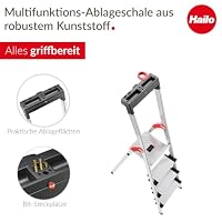 Hailo L75 ComfortLine Alu-Stehleiter mit 4 XXL-Stufen bis 150 kg, Silber – Ansicht 3