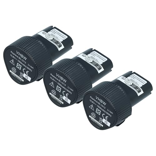vhbw 3X Akku kompatibel mit Makita Baustellenradio BMR104, DMR102, BMR105, DMR103B, DMR103 Werkzeug (1500 mAh, Li-Ion, 10,8 V)