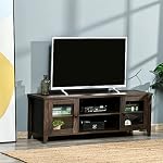 HOMCOM Meuble TV Moderne pour Téléviseurs jusqu'à 60 po, Table Console en Bois avec Portes de Rangement, Centre de Divertissement pour Salon, Chambre, Bureau, Café