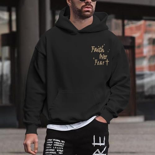 Christian Faith Over Fear Hoodie for Men Inspirational Religious Jesus Sweatshirt Vintage Bible Verse Graphic Pullover4