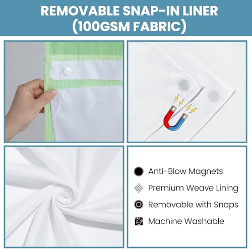 SORTTO Ringless Waffle Shower Curtain with Snap in Liner Set, 71x74, Green by SORTTO - Used condition - Image 6