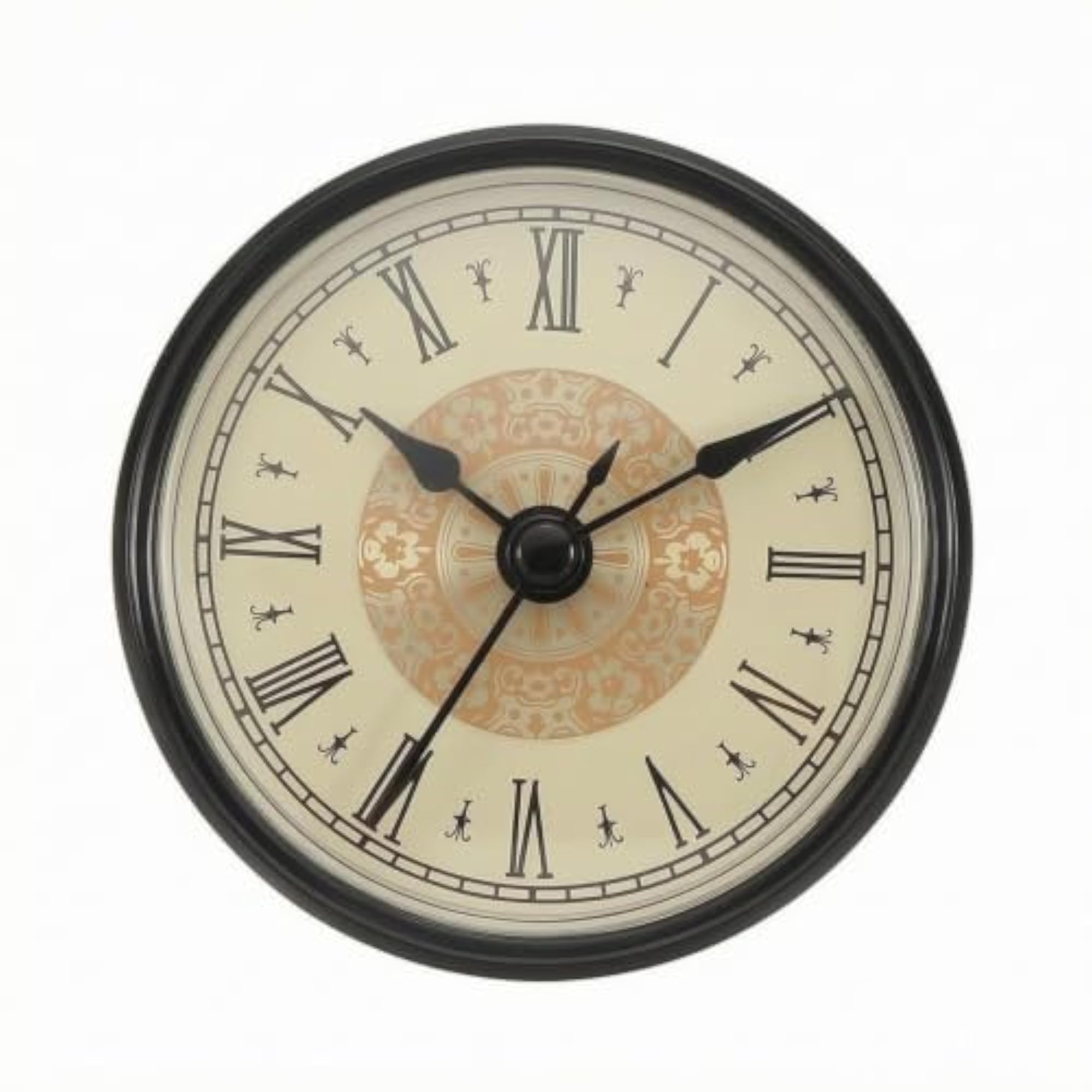 Black Metal Hands Round Quartz Clock Insert