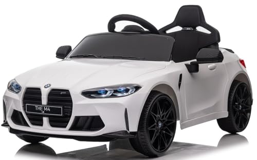 BMW M4 Ride on Car 2WD Rear Wheel Drive Kids Licensed Competition Sport Coupe 12v Electric Batery Epic Play White