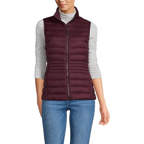 LANDS’ END Down Vest XXL Brown Lands' End Womens Puffer Down Vest Burnt Caramel Leopard