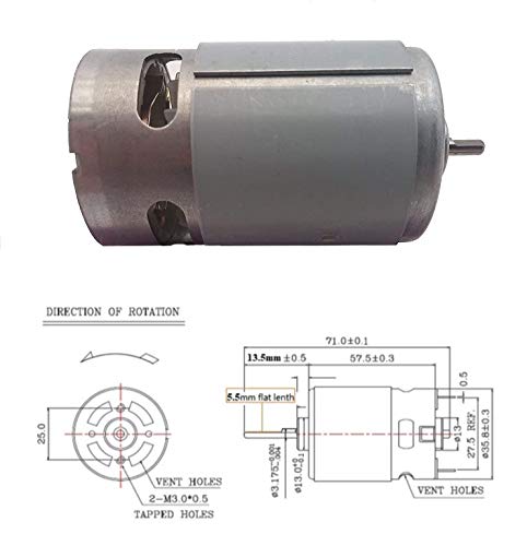 18v DC Motor Drill RS-550 D-Shaft 1/8in / 3.175mm Shaft - Fan Cooled High Torque 20K RPM Power Tool Replacement Upgrade 18 Volt (12v - 24v DC) DIY Electric Projects Robots Remote Controlled Car - Thumbnail 6